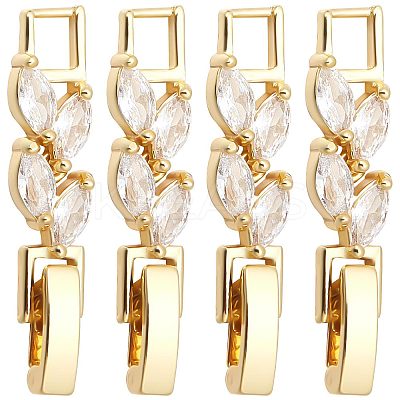 10Pcs Rack Plating Brass Clear Cubic Zirconia Watch Band Clasps KK-SC0003-11G-1