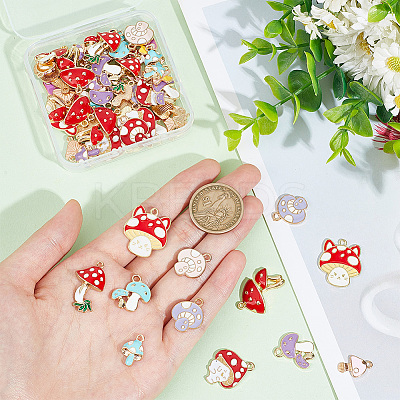 64Pcs 16 Styles Autumn Theme Alloy Enamel Charms ENAM-HY0003-08-1