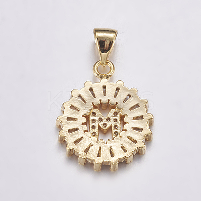 Long-Lasting Plated & Rack Plating Brass Micro Pave Cubic Zirconia Letter Pendants ZIRC-A007-03M-G-1
