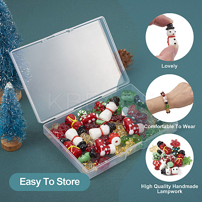 44pcs 10 style Christmas Handmade Lampwork Beads LAMP-TA0001-16-1