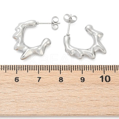 Non-Tarnish 304 Stainless Steel Melting Dripping Stud Earrings LS-EJEW-E199-08P-1