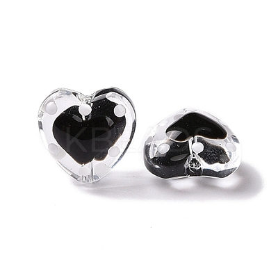 Glass Heart Beads GLAA-D005-01F-1