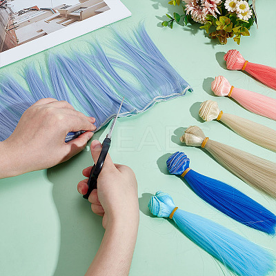 7Pcs 7 Colors Plastic Long Straight Hairstyle Doll Wig Hair DOLL-ME0001-06B-1