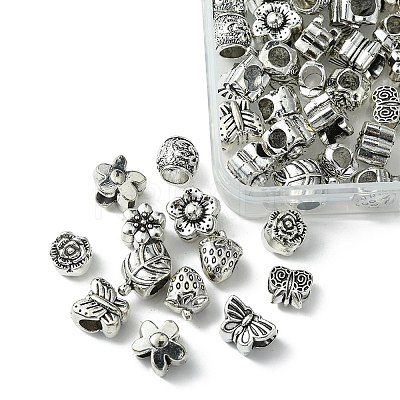 60Pcs 10 Style Tibetan Style Alloy European Beads TIBEB-FS0001-06-1