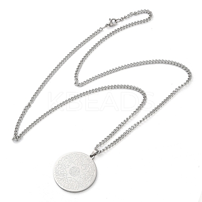 Non-Tarnish 304 Stainlessa Steel Curb Chain Pendant Necklaces LS-NJEW-H034-08P-1