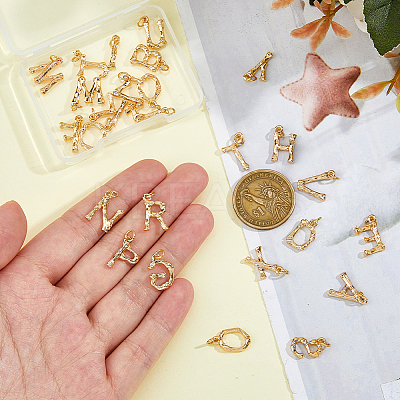 26Pcs 26 Styles Letter A~Z Brass Pendants PALLOY-HS00024-1