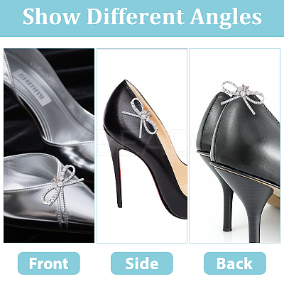 4Pcs 2 Styles Bowknot Alloy Crystal Rhinestone Shoe Decorations FIND-HS0002-07P-1