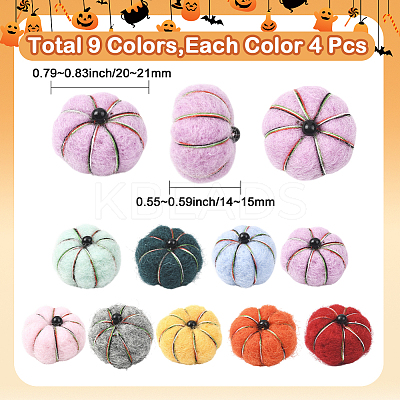 36Pcs Handwork Felt Needle Felting Pumpkin Ornaments AJEW-SC0031-39B-1