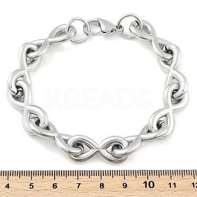 304 Stainless Steel Infinity Link Chain Bracelets for Women Men BJEW-F488-53B-P-1