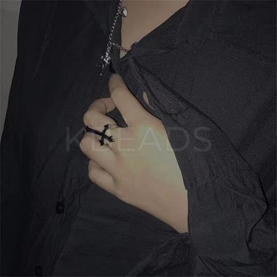 Cross Alloy Enamel Open Cuff Rings for Men FS-WGB4F7F-01-1