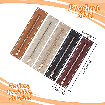 5Pcs 5 Colors PU Imitation Leather Purse Zippers PURS-WR0006-91-1