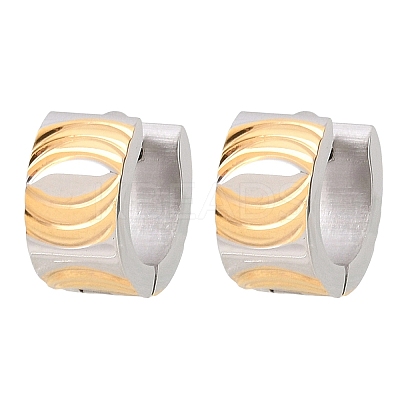 Two Tone 304 Stainless Steel Stripe Hoop Earrings EJEW-L307-04GP-03-1