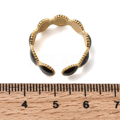 Oval 304 Stainless Steel Open Cuff Rings for Women RJEW-A091-12G-1