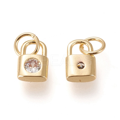 Brass Cubic Zirconia Charms ZIRC-L098-013G-1