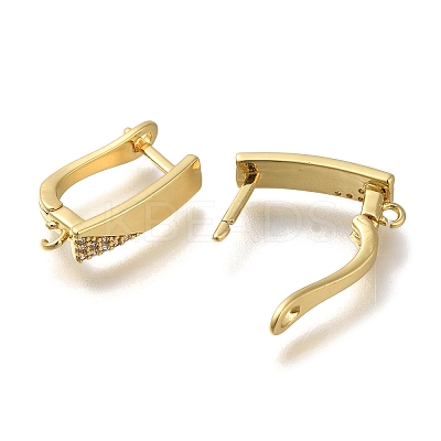 Rack Plating Brass Micro Pave Cubic Zirconia Hoop Earring Findings EJEW-H143-10G-1