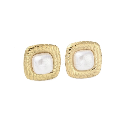 316 Surgical Stainless Steel & CCB Imitation Pearl Stud Earrings for Women STAS-B063-03G-03-1