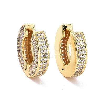 Clear Cubic Zirconia Hinged Hoop Earrings KK-D079-06G-1