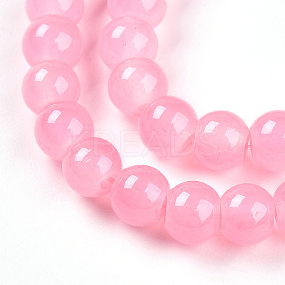 Baking Paint Imitation Jade Glass Round Bead Strands X-DGLA-Q021-6mm-03-1