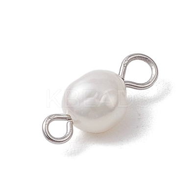 Natural Freshwater Pearl Potato Connector Charms PALLOY-JF03201-02-1