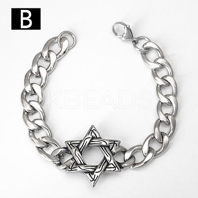 Punk & Viking 304 Stainless Steel Link Bracelets FS-WG44D5C-03-1