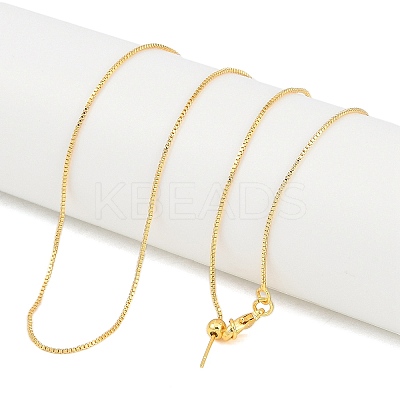 1mm Rack Plating Brass Box Chain Adjustable Slider Necklaces for Women Men MAK-L044-56G-1