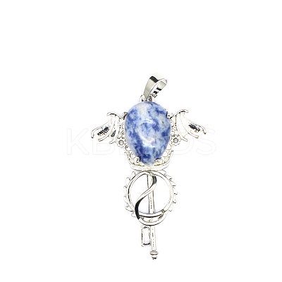 Natural Blue Spot Jasper Teardrop Pendants PW-WG60016-26-1