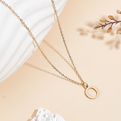 304 Stainless Steel Letter Pendant Necklaces NJEW-LP0001-53O-G-1