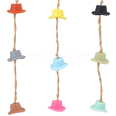 Cowboy Hat Silicone Pendant Decoration HJEW-DR00021-1