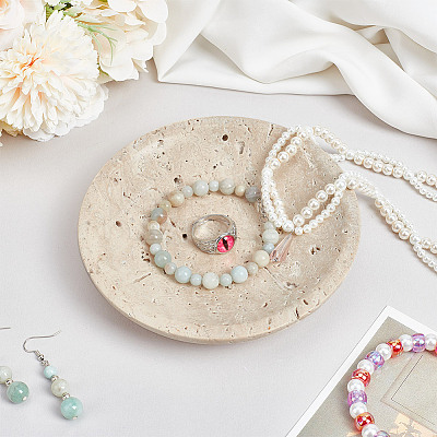 Flat Round Shape Marble Desktop Storage Tray AJEW-WH0348-408-1