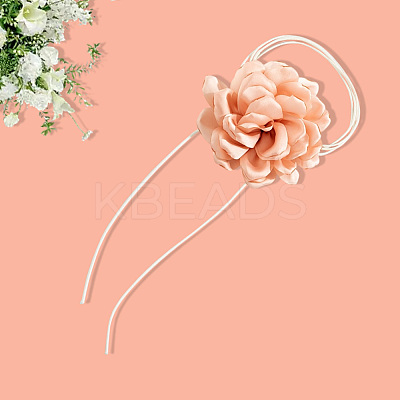 1Pc Retro Cloth Rose Flower Waxed Cord Wrap Choker Necklaces for Women NJEW-CP0001-05D-1