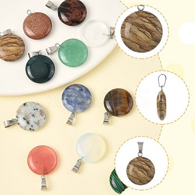 12Pcs 12 Styles Natural & Synthetic Mixed Gemstone Pendants G-FS0005-91-1