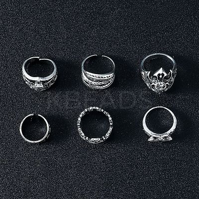 6Pcs 201 Stainless Steel Finger Rings for Men FS-WG288A9-01-1