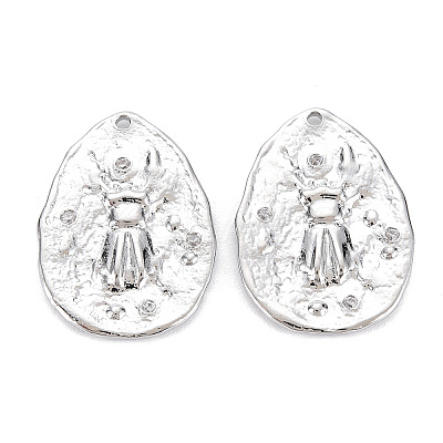 Brass Micro Pave Clear Cubic Zirconia Pendants KK-S356-538P-NF-1