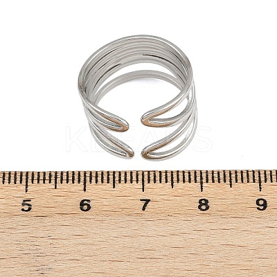 304 Stainless Steel Adjustable Open Cuff Rings for Women RJEW-K299-02P-1