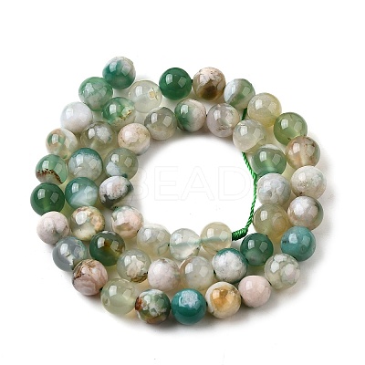 Natural Green Cherry Blossom Agate Beads Strands G-NH0061-A01-8mm-1