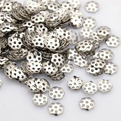 Tarnish Resistant Filigree Multi-Petal 304 Stainless Steel Bead Caps STAS-N039-03-1