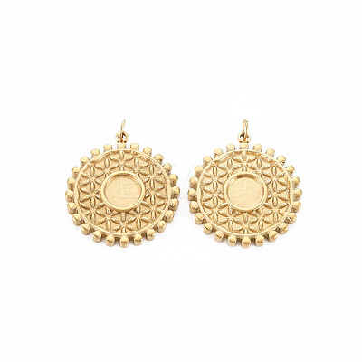 Ion Plating(IP) 304 Stainless Steel Pendant Enamel Settings STAS-N097-195LG-1