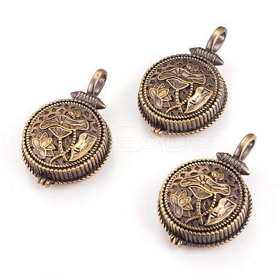 Brass Locket Pendants KK-K176-14AB-1