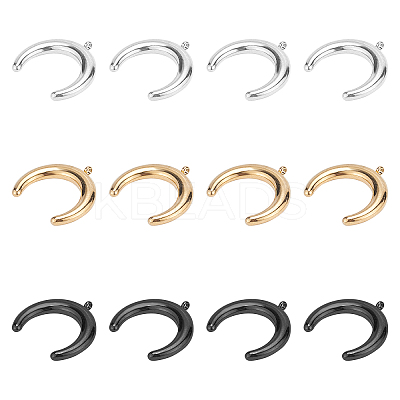 12Pcs 3 Colors 304 Stainless Steel Pendants STAS-UN0026-18-1