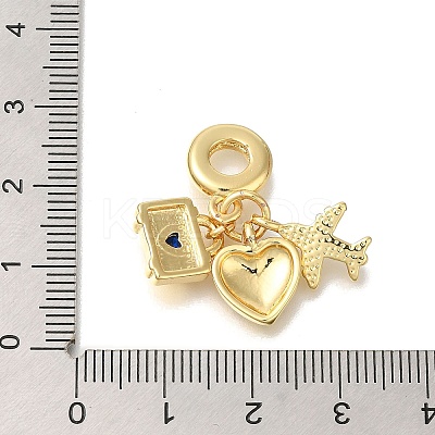 Brass Cubic Zirconia Travel European Dangle Charms KK-R002-20G-02-1