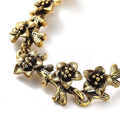 Vintage Alloy Flower Link Chain Bracelet for Women BJEW-A140-02AG-1