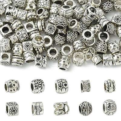 100Pcs 10 Styles Tibetan Style Alloy European Beads FIND-CJ0003-72-1