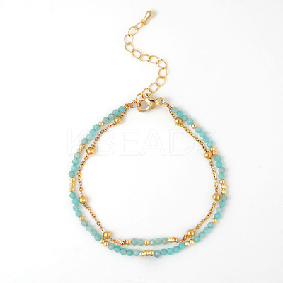 Bohemian Style Natural Amazonite Beads Double-strand Bracelets IB4334-4-1