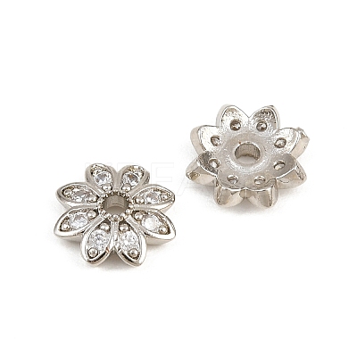 Brass Micro Pave Clear Cubic Zirconia Bead Caps CU-CBA6A75-29P-1
