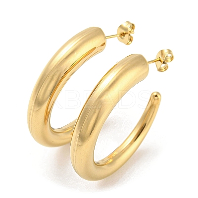 Ion Plating(IP) 304 Stainless Steel Round Stud Earrings EJEW-E288-03G-1