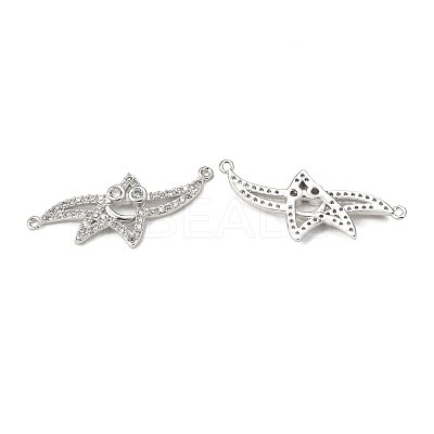 Brass Pave Clear Cubic Zirconia Connector Charms KK-E068-VB381-1