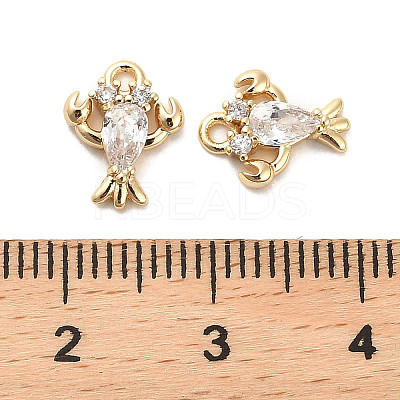 Brass Micro Pave Clear Cubic Zirconia Charms KK-C054-11G-1