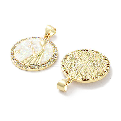 Brass Micro Pave Clear Cubic Zirconia Pendants KK-L213-010G-06-1