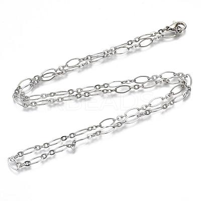 Brass Cable Chains Necklace Making MAK-S072-16B-P-1