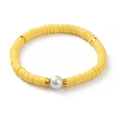Handmade Polymer Clay Heishi Beads Stretch Bracelets BJEW-JB05759-02-1